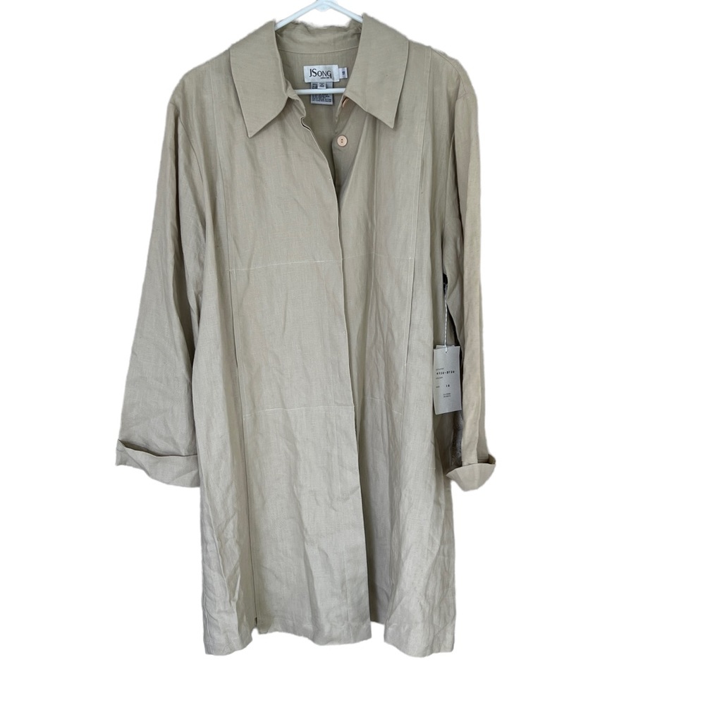 JSong Collection linen duster jacket NWT 18 NYC tan lagenlook